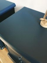 Chevet en pin massif bleu canard