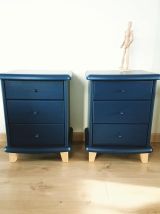Chevet en pin massif bleu canard