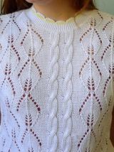 vintage 90s pull à torsades blanc sans manches blanc M