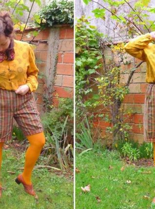 Vintage années 80short bermuda à pinces à revers écossais ka