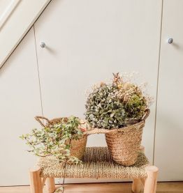 Panier double en feuilles de palmier 