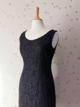 Vintage 60 robe sans manches dentelle noire M