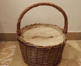 Panier rond en osier glacière vintage