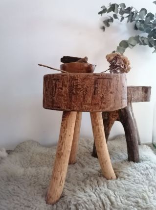 Tabouret ancien bois brut