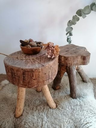 Tabouret ancien bois brut