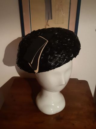 Chapeau paille de  riz ancien marine