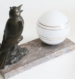 Lampe en marbre oiseau art deco