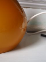 Globe de suspension lampe abat jour verre opaline ocre vinta