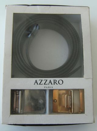 ceinture cuir Azzaro coffret boucles dorées argentés mode 