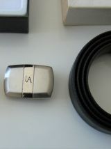 ceinture cuir Azzaro coffret boucles dorées argentés mode 