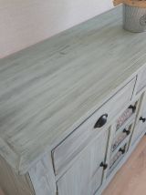 Buffet esprit "Champêtre" vert de gris 