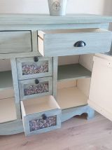 Buffet esprit "Champêtre" vert de gris 