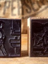 10 anciens tampons d'école en bois