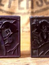 10 anciens tampons d'école en bois