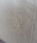 Coussin Maison de Charme / lin coton brodé