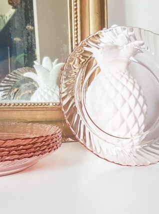 Lot 6 Assiettes creuses rose ROSALINE service ARCOROC LUMINA