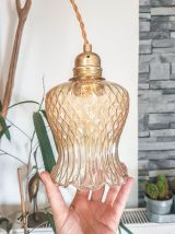 Baladeuse tulipe en verre doré vintage Suspension lumineuse 
