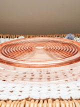 Plateau rond en verre Rose Plat à gâteau Plateau Verre cisel