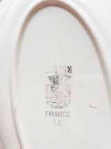 Ravier Plat oval Digoin Sarreguemines Rose bleu modèle Canne