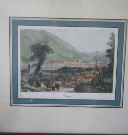 Gravure ancienne de Côme (Italie) dans son cadre