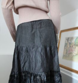 Jupe évasée "BLEU DE SYM" volantée jean T 40/42