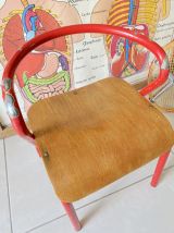 Chaise écolier enfant vintage Hitier Jacques rouge