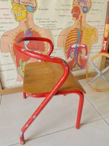 Chaise écolier enfant vintage Hitier Jacques rouge
