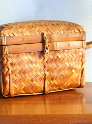 Petit panier en rotin/osier vintage 60s
