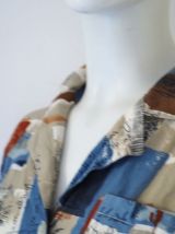 Robe chemise midi boutonnée motif patchwork vintage 80's
