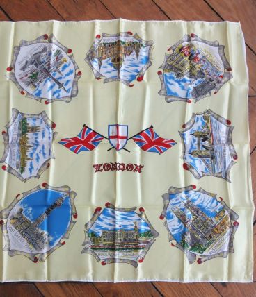 Foulard neuf monuments de Londres, vintage années 50'