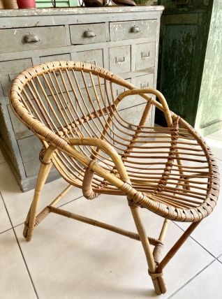 Fauteuil rotin vintage