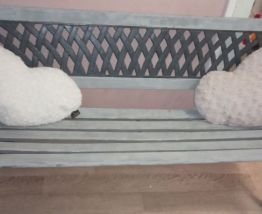 Ancien banc bois fer forgé 