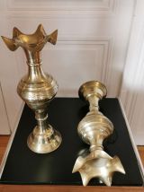 Paire de grand vases amphore en laiton massif