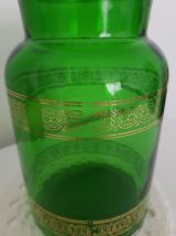 Bocal d'aphoticaire en verre vert et doré 