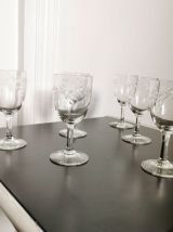 6 verres en cristal gravé