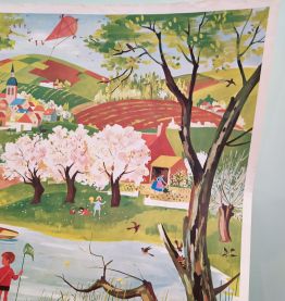 Affiche d'école ancienne "Le printemps" image de la vie 
