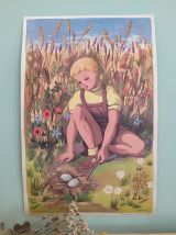 AFFICHE PÉDAGOGIQUE ROSSIGNOL "POUCET ET SON AMI L'ÉCUREUIL 