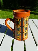  Grand pichet provençal fleuri ancien  pot vase carafe