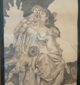 Tableau "Mère et c'est trois enfants" 