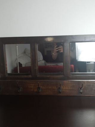 Vestiaire-Porte manteau bois miroir