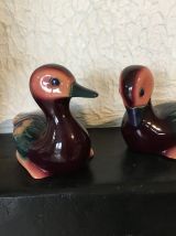 2 statuettes de canards en résine