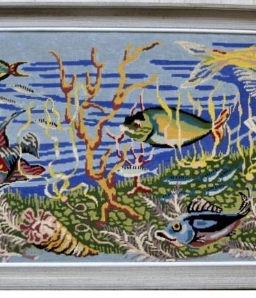 Cadre tapisserie poissons