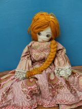 ANCIENNE GRANDE POUPÉE DE CHIFFON DE SALON ANNÉE 60-70