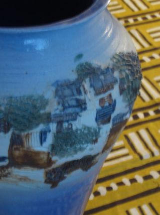 Vase bleu - Décor "Le Sud"