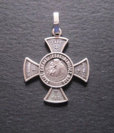 médaille croix Saint Antoine métal blanc 