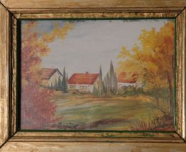 D LEGRIX PEINTRE tableau encadrée paysage gouache