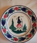 Assiette Faience Quimper décor Breton, HUBAUDIERE BOUSQUET