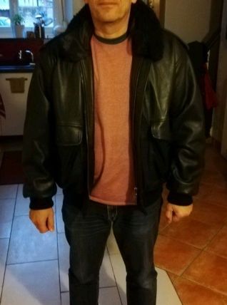 Blouson cuir type Aviateur,années 80.Avec doublure intérieur