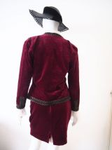 Ensemble tailleur baroque en velours bordeaux 70's 80's 