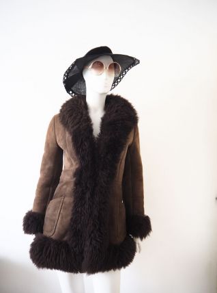 Manteau afghan Penny Lane daim  hippie vintage 60's 70's